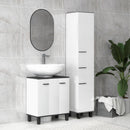 HOMCOM Bathroom Under Sink Cabinet With Adjustable Shelf High Gloss White