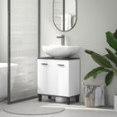 HOMCOM Bathroom Under Sink Cabinet With Adjustable Shelf High Gloss White