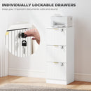 Filing Cabinet, File Cabinet with 3 Lockable Drawers and Hanging Rails