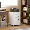 HOMCOM 3 Drawer File Cabinet Rolling Filing Cabinet For A4 And Letter White