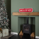 71cm Red And White Santa Stop Here Hanging Metal Christmas Decoration Sign
