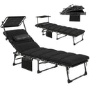 Outsunny Folding Sun Lounger, Sunbed With Canopy, Black