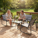 Outsunny Garden Sofa Set With Loveseat, 2 Armchairs, Tempered Glass Table
