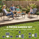 Outsunny Garden Sofa Set With Loveseat, 2 Armchairs, Tempered Glass Table