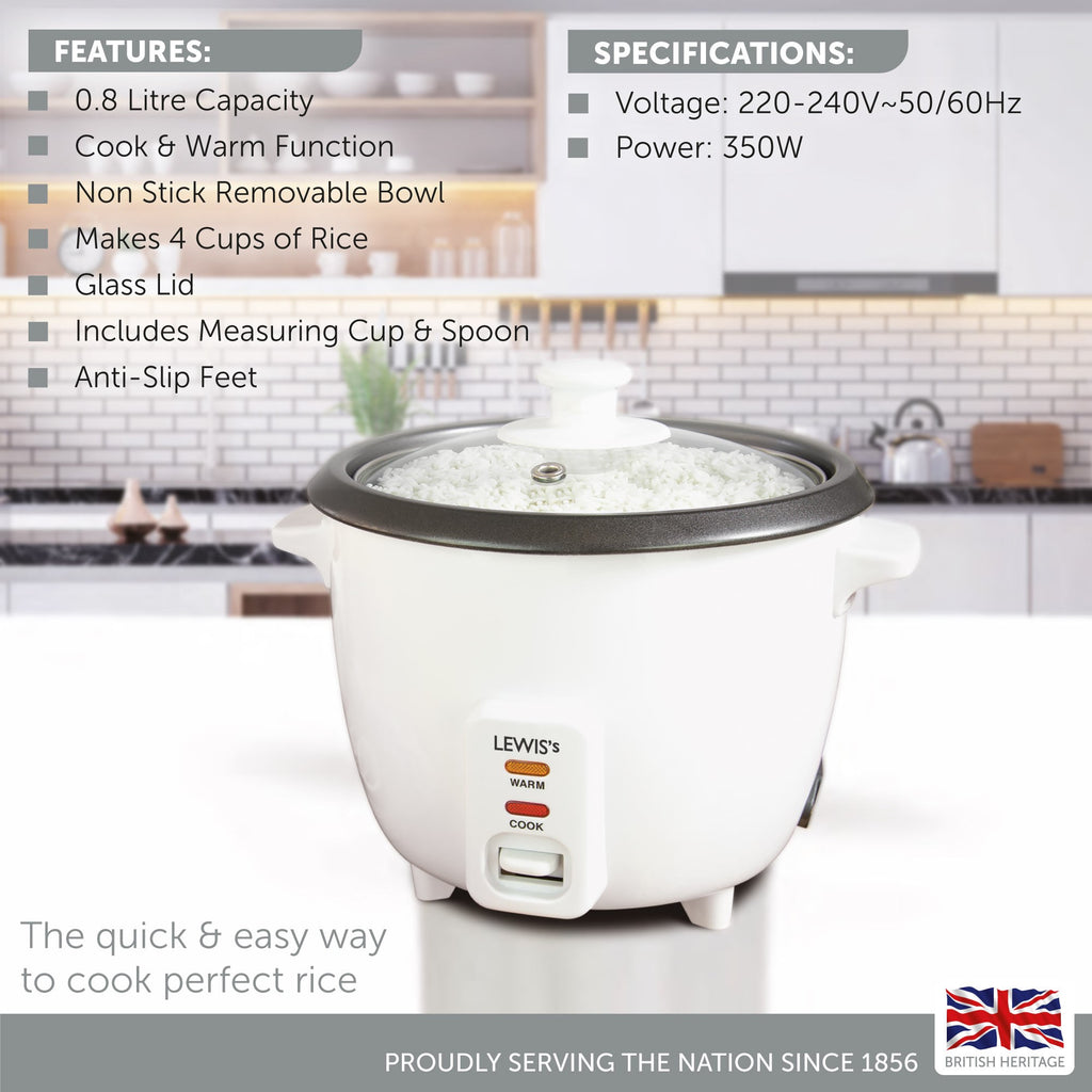 Lexus Rice Cooker Lewis's 0.8L Rice Cooker - Cook & Warm Function