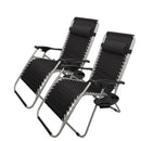 Set of 2 Multi Position Zero Gravity Relaxer Chair Sun Lounger in Black & Silver