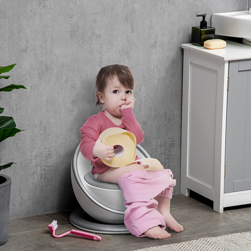 HOMCOM Kids Potty Training Toilet with Brush - White