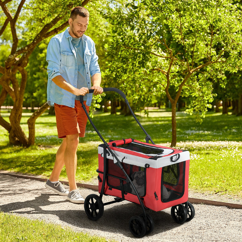 PawHut Foldable Pet Stroller W/ Detachable Carrier, Soft Padding