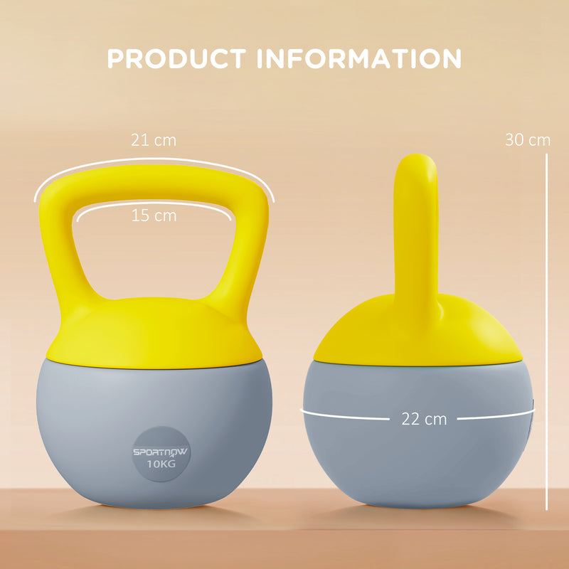 SPORTNOW Kettlebell w/ Soft Body and Non-Slip Handle, Yellow and Grey