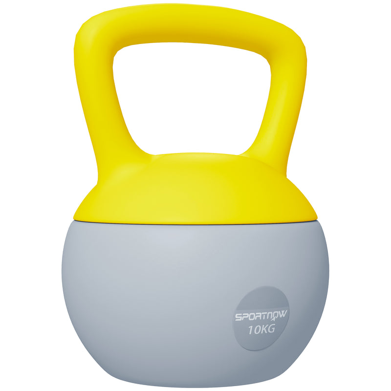 SPORTNOW Kettlebell w/ Soft Body and Non-Slip Handle, Yellow and Grey