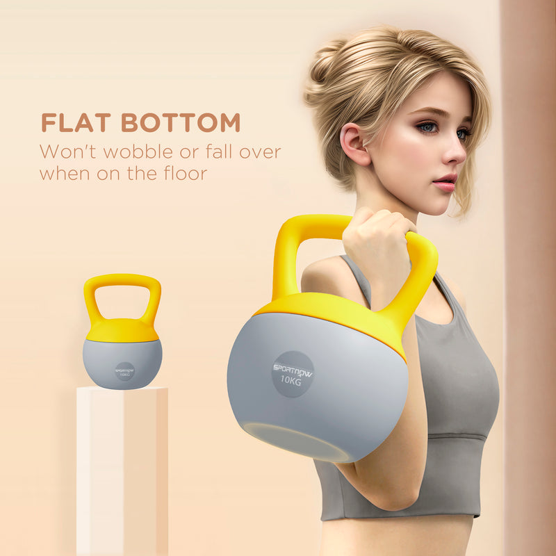 SPORTNOW Kettlebell w/ Soft Body and Non-Slip Handle, Yellow and Grey