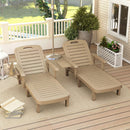 Outsunny Set of 2 Resin Reclining Sun Loungers for Garden, Khaki