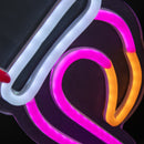 43cm Light up Neon Effect Flamingo with Santa Hat on Base with Multi-Coloured LEDs