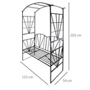 Outsunny Garden Bench, Metal Garden Loveseat with Arch for Climbing Plants