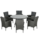 Outsunny 6 Seater Rattan Outdoor Dining Set With Cushions