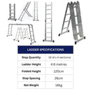 4.6m Large Lightweight Aluminium Folding Multi-position Work Platform Ladder