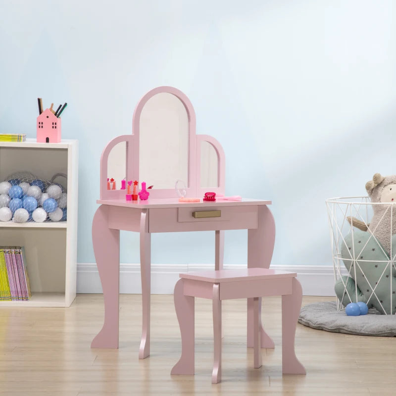 HOMCOM Dressing Table Set - Pink