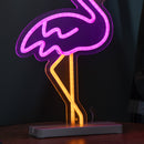 43cm Light up Neon Effect Flamingo with Santa Hat on Base with Multi-Coloured LEDs