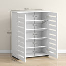 HOMCOM Shoe Storage Cabinet with Slatted Doors for 15 Pairs of Shoes White
