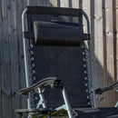 Set of 2 Multi Position Zero Gravity Relaxer Chair Sun Lounger in Black & Silver