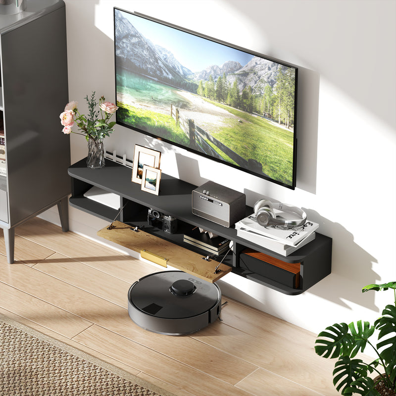 HOMCOM 120 cm Floating TV Unit with Storage Entertainment Media Console Grey