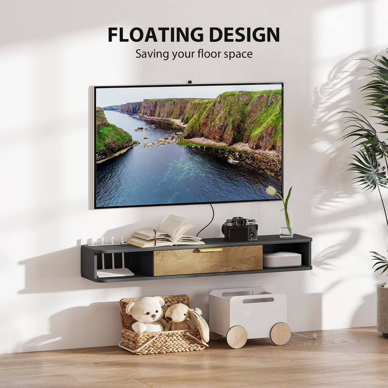 HOMCOM 120 cm Floating TV Unit with Storage Entertainment Media Console Grey