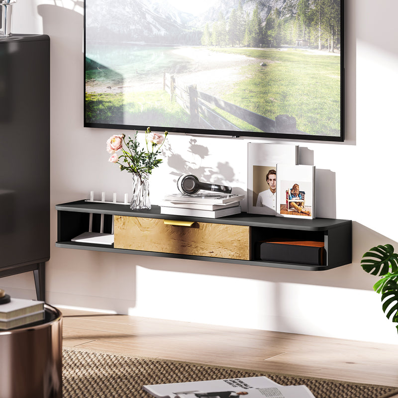 HOMCOM 120 cm Floating TV Unit with Storage Entertainment Media Console Grey