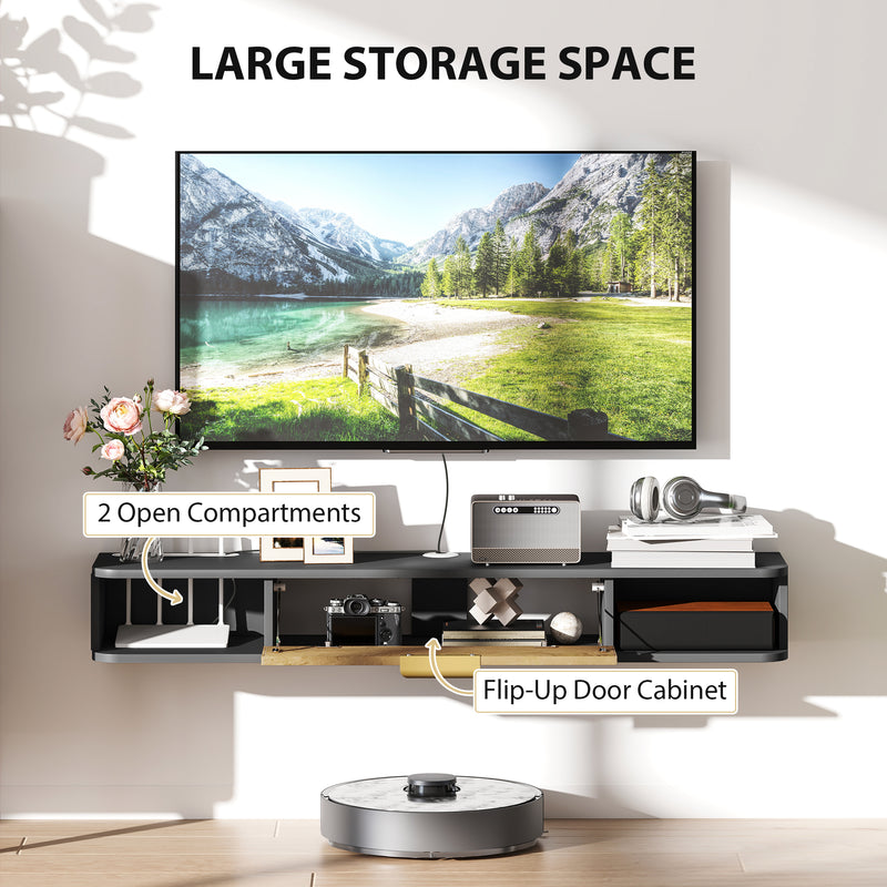 HOMCOM 120 cm Floating TV Unit with Storage Entertainment Media Console Grey