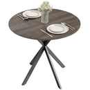 HOMCOM 80cm Round Dining Table, Industrial Kitchen Table With Steel Legs