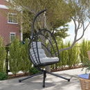 Outsunny PE Hanging Swing Chair W/ Thick Cushion, Patio Hanging Chair, Black
