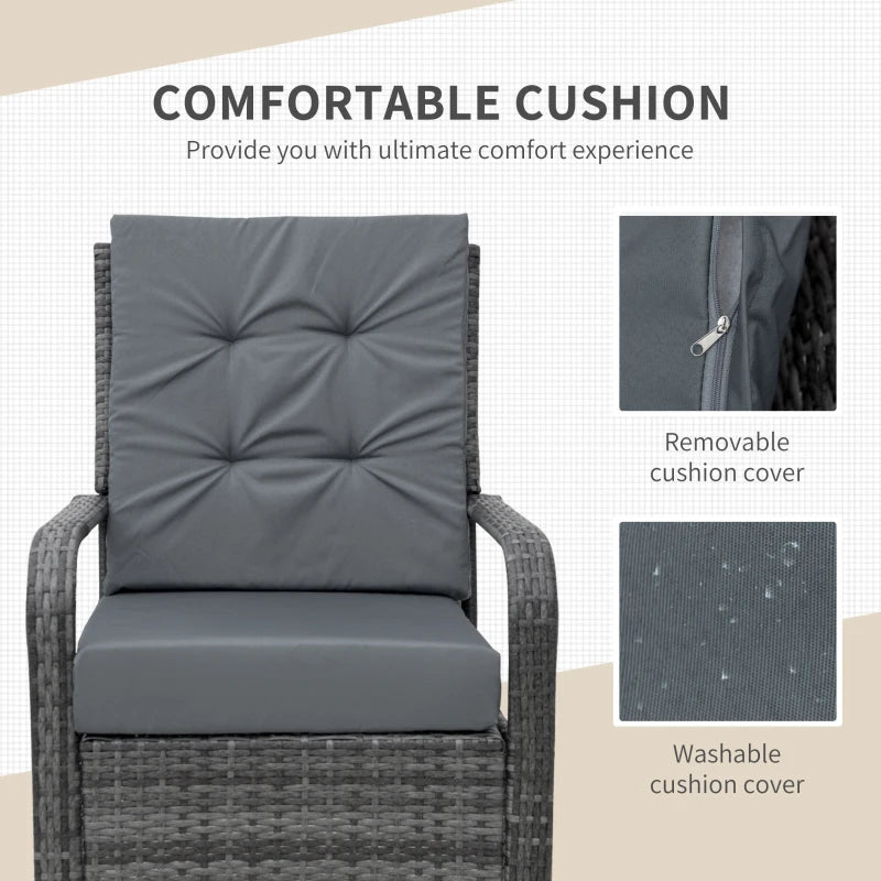 Outsunny Rattan 2 Seater Table & Chair Set - Grey