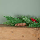 1.50m Pine and Red Berry Christmas Garland with Pinecones