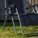 Set of 2 Multi Position Zero Gravity Relaxer Chair Sun Lounger in Black & Silver