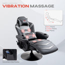 HOMCOM Massage Recliner Chair with Remote, PU Leather Recliner Armchair Grey
