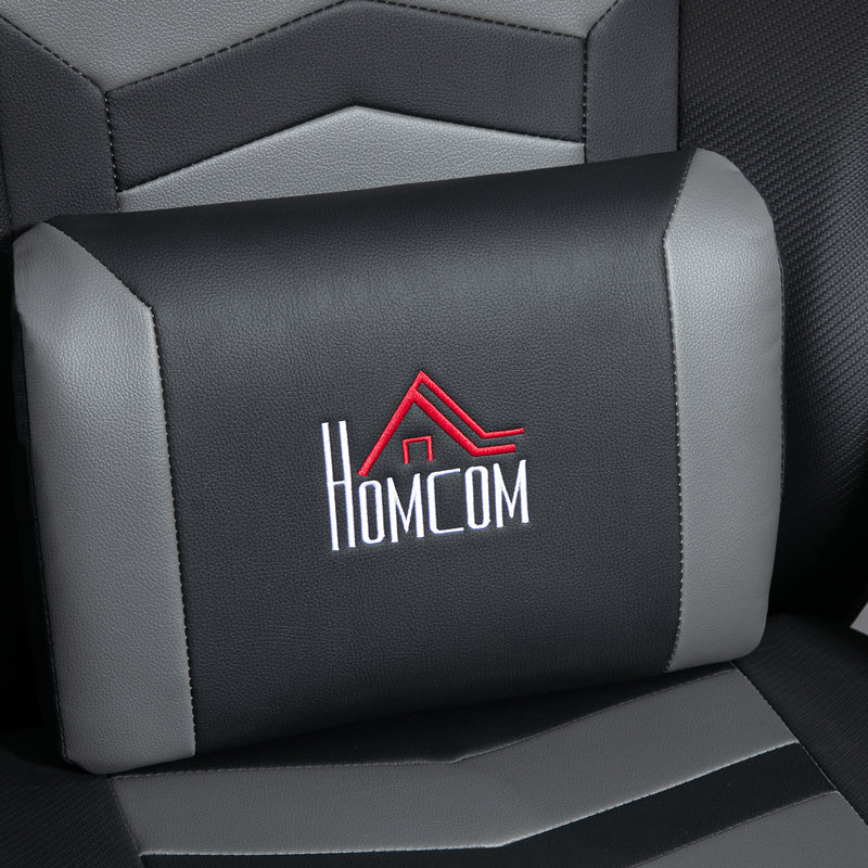 HOMCOM Massage Recliner Chair with Remote, PU Leather Recliner Armchair Grey
