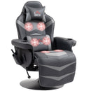 HOMCOM Massage Recliner Chair with Remote, PU Leather Recliner Armchair Grey