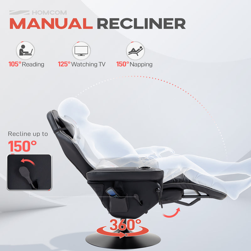 HOMCOM Massage Recliner Chair with Remote, PU Leather Recliner Armchair Grey