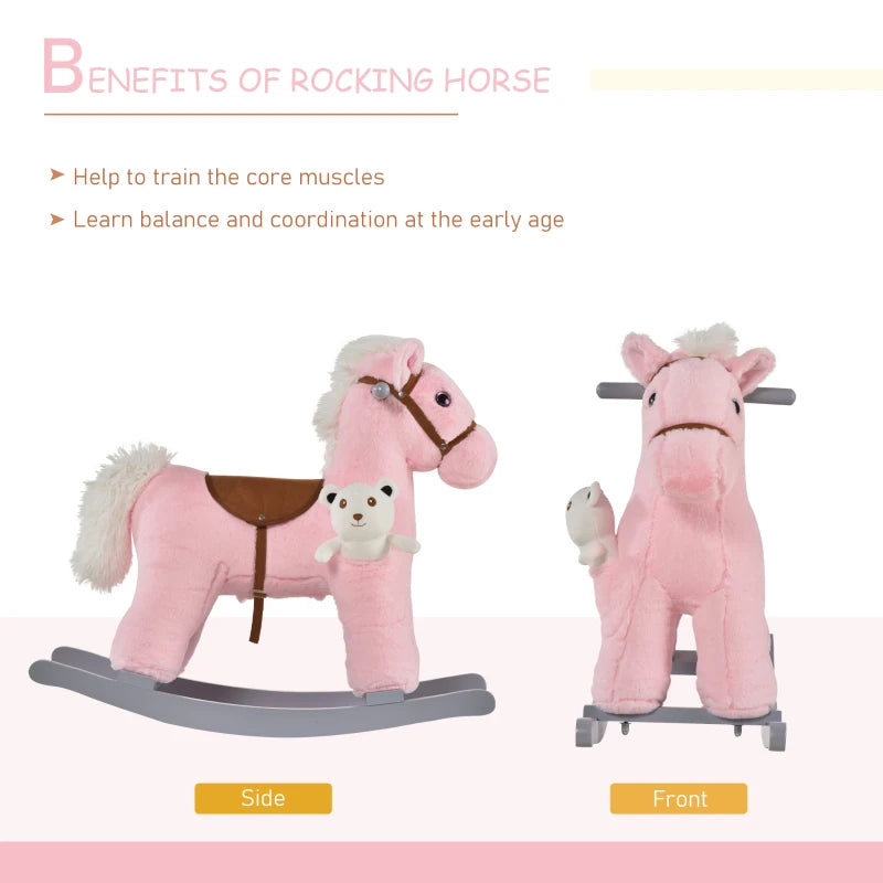 HOMCOM Children's Rocking Horse - Pink