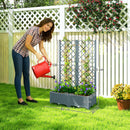 Outsunny Plastic Planter Box with Trellis, Vegetable Planter w/ Drain Plugs