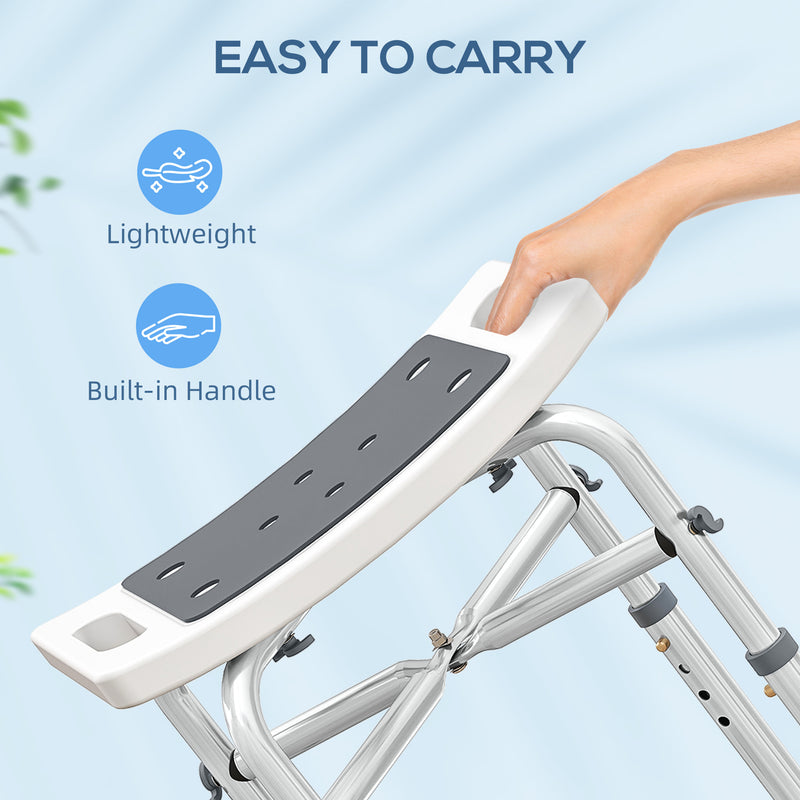 HOMCOM Adjustable Shower Stool with Foot Pads for Elderly Disabled Grey