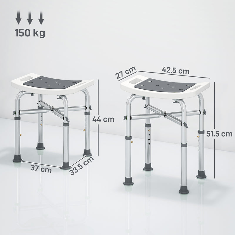 HOMCOM Adjustable Shower Stool with Foot Pads for Elderly Disabled Grey