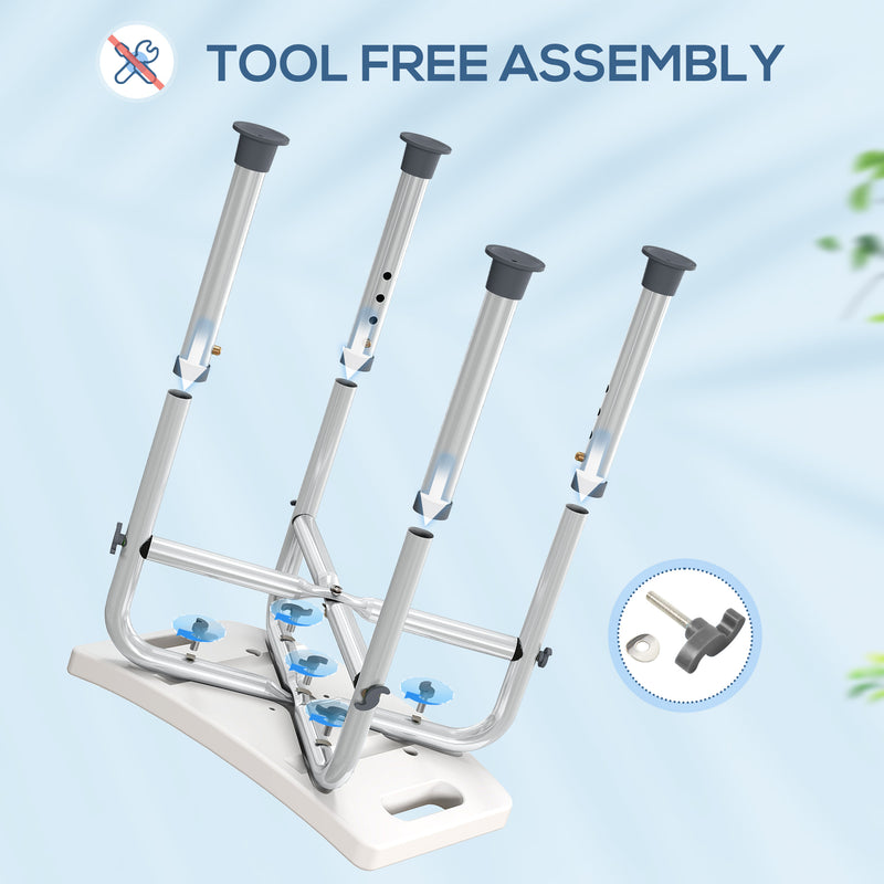 HOMCOM Adjustable Shower Stool with Foot Pads for Elderly Disabled Grey