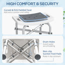 HOMCOM Adjustable Shower Stool with Foot Pads for Elderly Disabled Grey