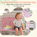 AIYAPLAY Kids 2-Seater Porch Swing with Seat Belts, Adjustable Canopy Pink