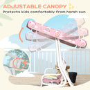 AIYAPLAY Kids 2-Seater Porch Swing with Seat Belts, Adjustable Canopy Pink