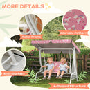 AIYAPLAY Kids 2-Seater Porch Swing with Seat Belts, Adjustable Canopy Pink