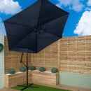 Samuel Alexander 3m Cantilever Parasol in Blue with Crank Handle for Patio Garden Banana Parasol with UV Protection Outdoor Umbrella Sun Shades for Garden