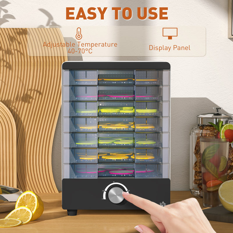 HOMCOM Food Dehydrator with 7 Stainless Steel Tray, for Fruit, Meat, White