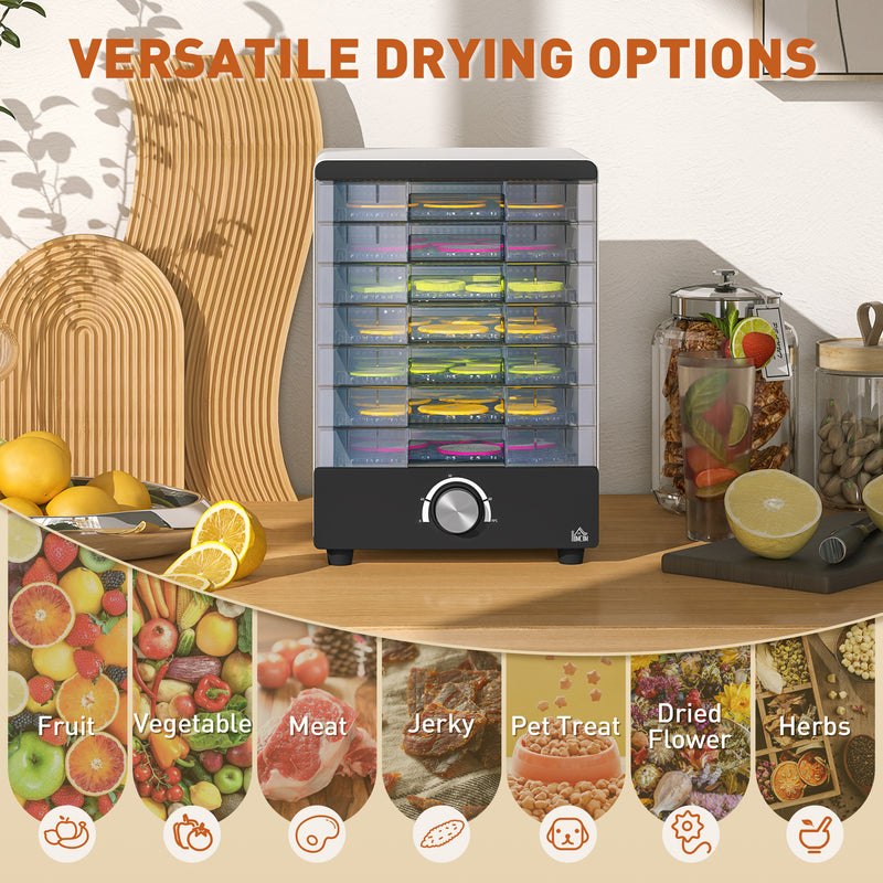 HOMCOM Food Dehydrator with 7 Stainless Steel Tray, for Fruit, Meat, White