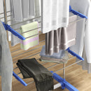 HOMCOM 3-Tier Large Clothes Airer Stainless Steel Clothes Drying Rack - Blue/Grey